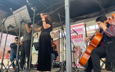 Grupo de cámara de Orquesta Sinfónica en intervención musical por cáncer de mamas